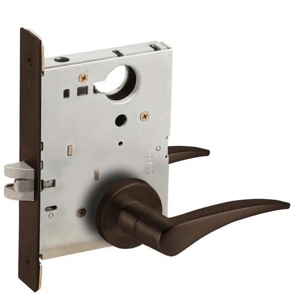 Schlage Grade 1 Passage Latch Mortise Lock, 12 Lever, A Rose, Dark Oxidized Satin Bronze Oil Rubbed Finish, L9010 12A 613 RH - main